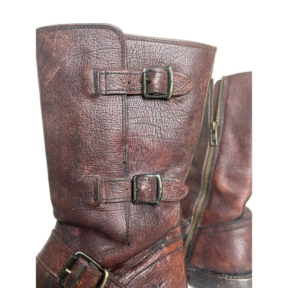 Frye Brown Leather Jayden Moto Boots - Picture 7 of 12